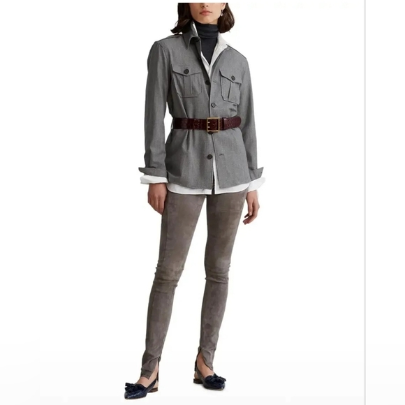 NWT $1,500 Polo Ralph Lauren 100% Lambskin Skinny Suede Leggings Pants Tan XS - Picture 9 of 12